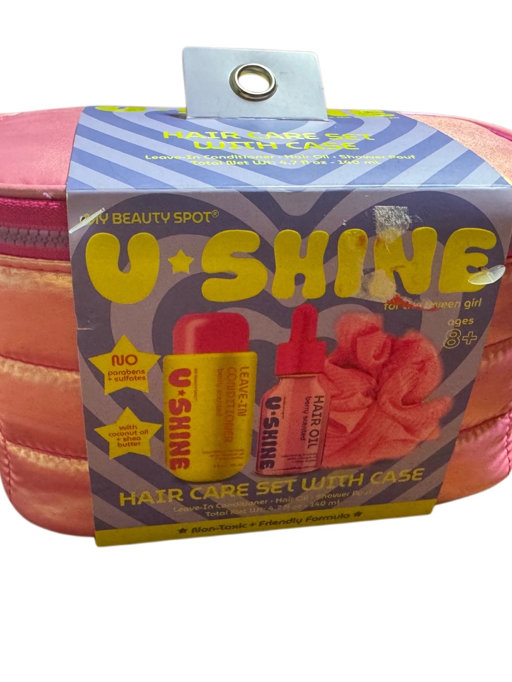U-SHINE Kids Hair Care Set in Pink with Travel Case